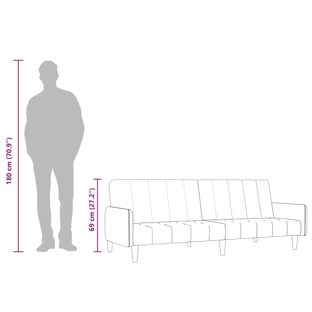 Sofá-cama de 2 lugares veludo cor creme