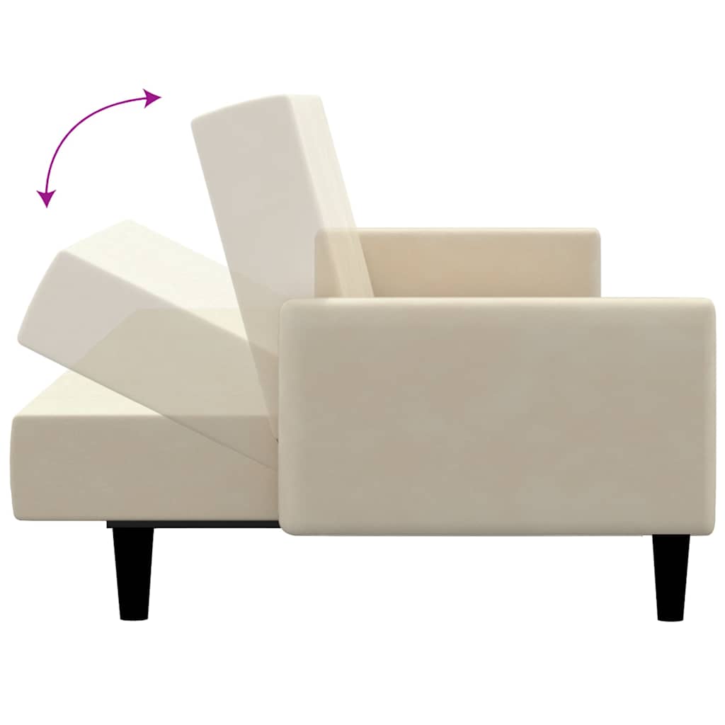 Sofá-cama de 2 lugares veludo cor creme