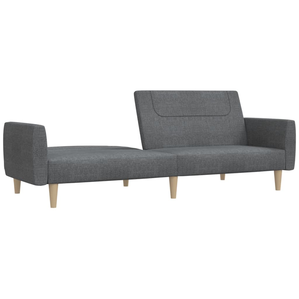 Sofá-cama de 2 lugares tecido cinzento-claro