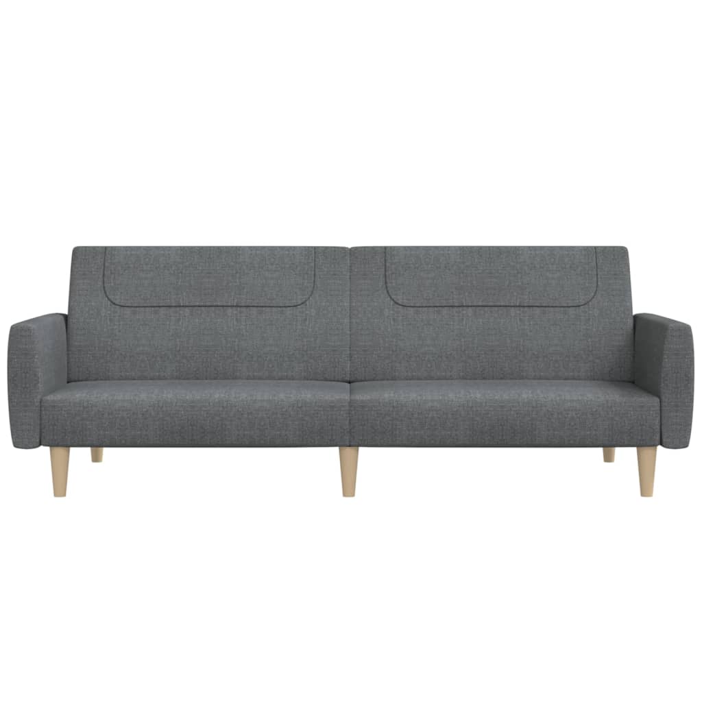 Sofá-cama de 2 lugares tecido cinzento-claro