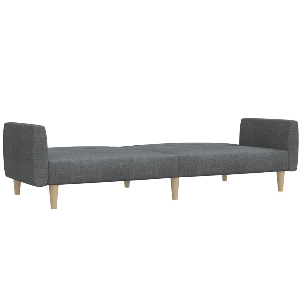 Sofá-cama de 2 lugares tecido cinzento-claro