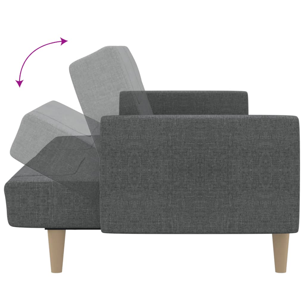 Sofá-cama de 2 lugares tecido cinzento-claro