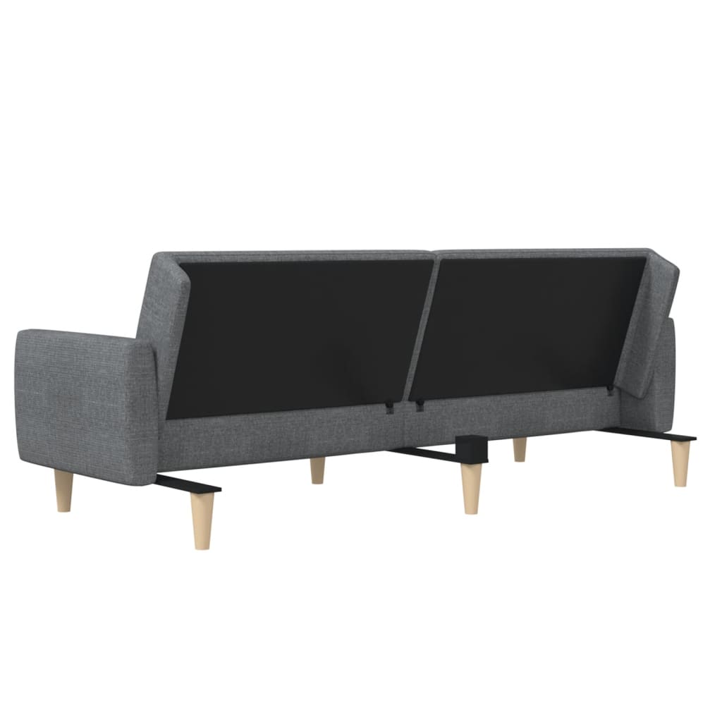 Sofá-cama de 2 lugares tecido cinzento-claro