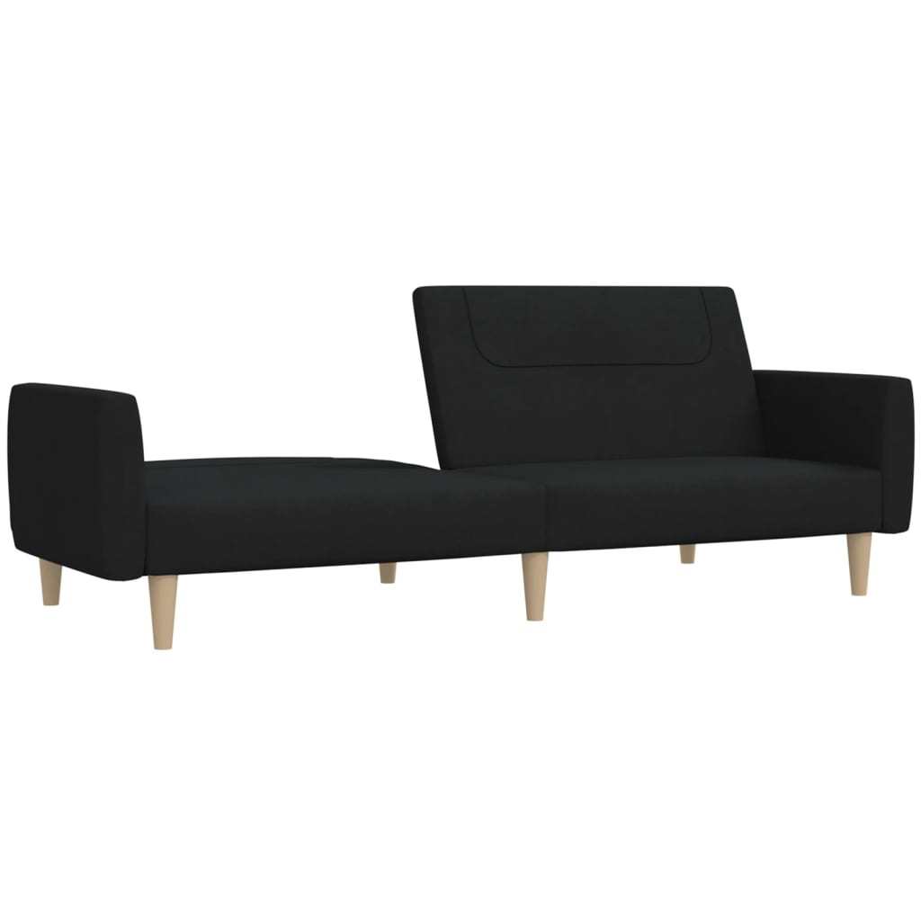 Sofá-cama de 2 lugares tecido preto