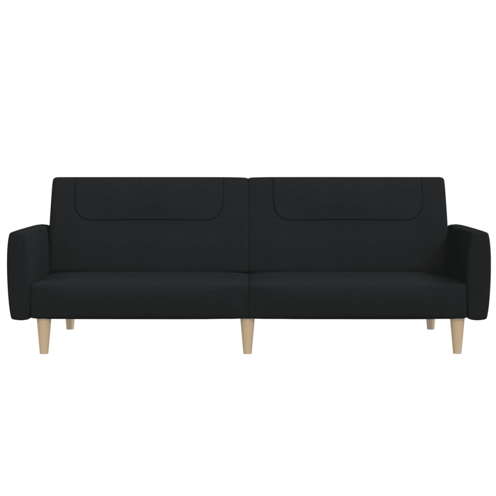 Sofá-cama de 2 lugares tecido preto