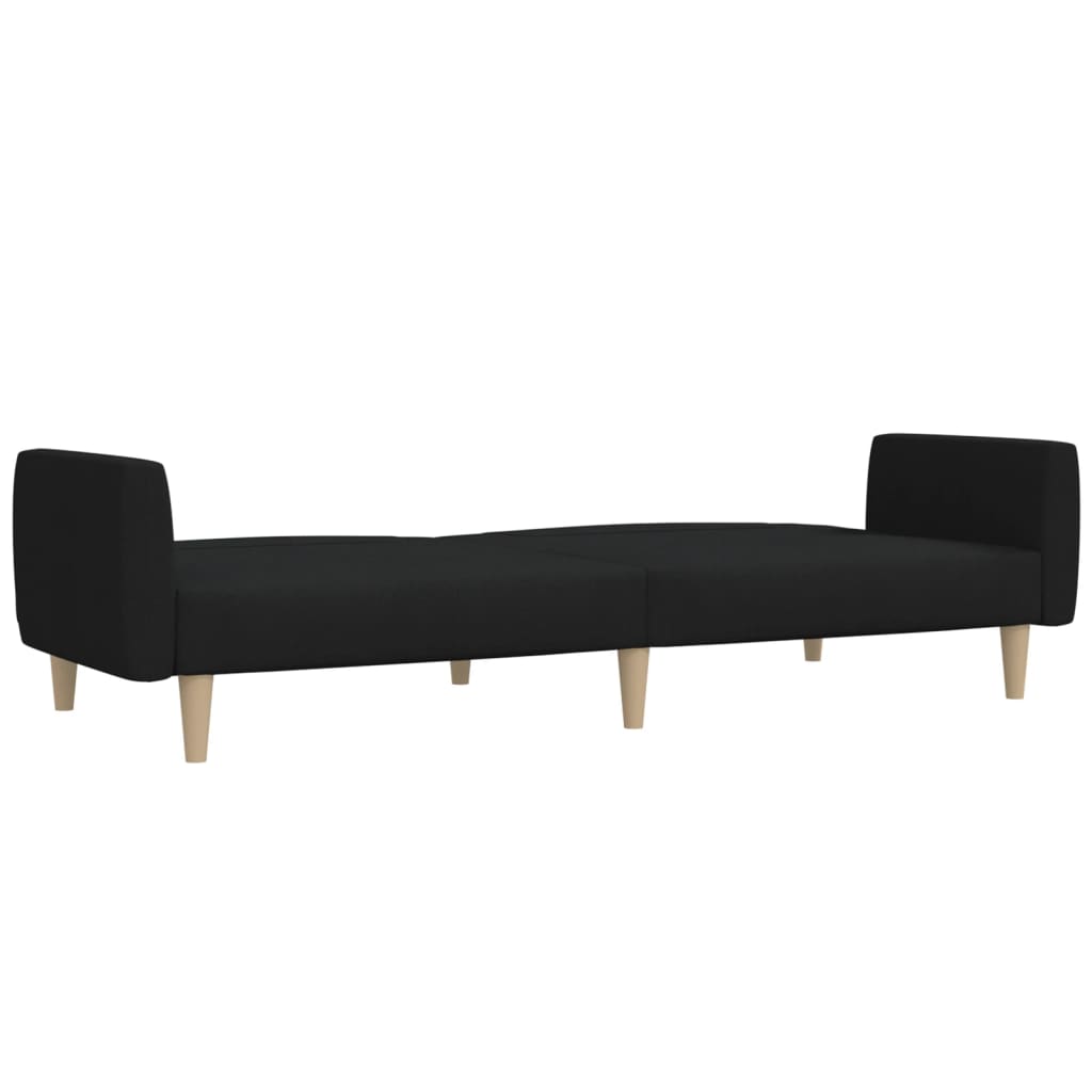 Sofá-cama de 2 lugares tecido preto
