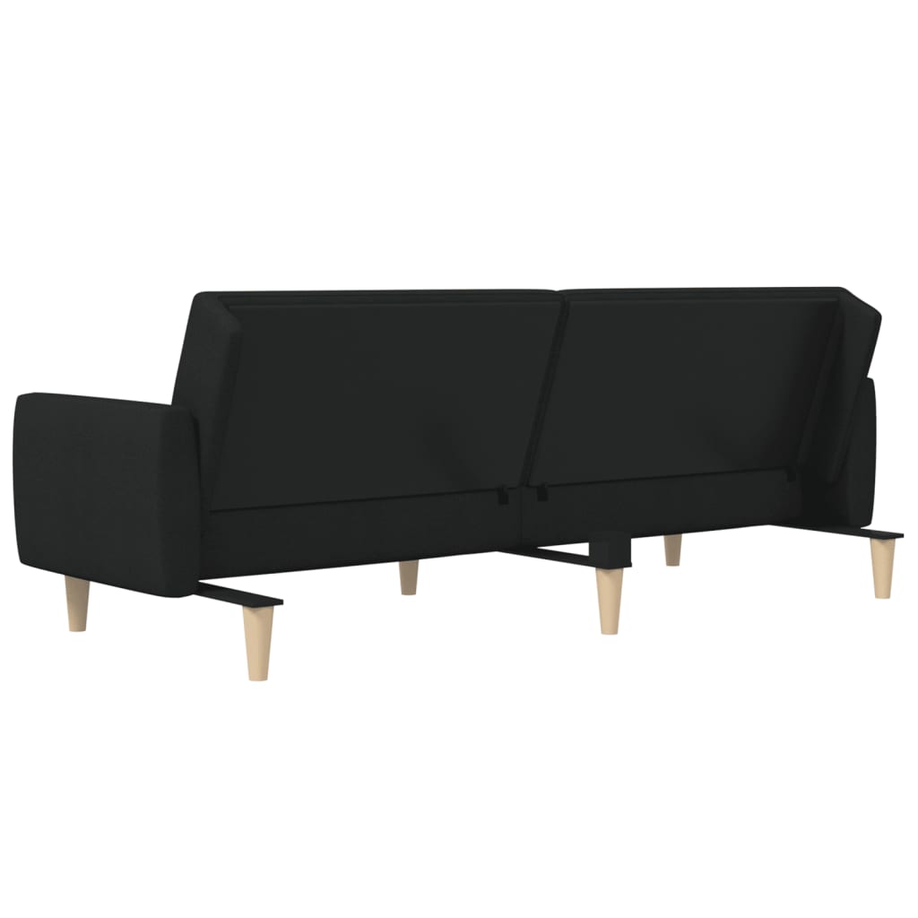Sofá-cama de 2 lugares tecido preto