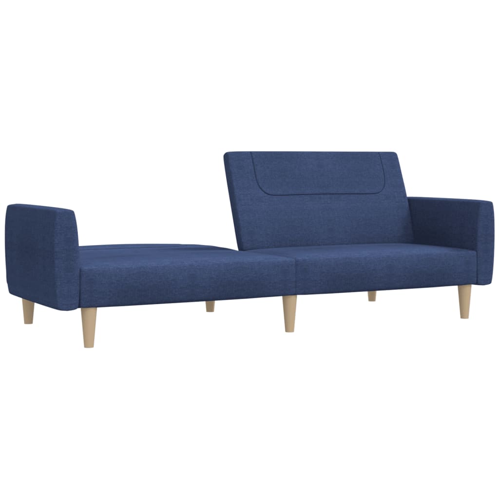 Sofá-cama de 2 lugares tecido azul