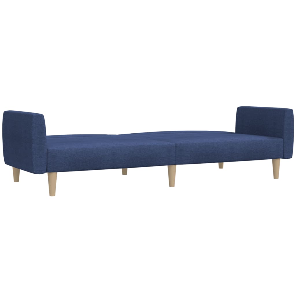 Sofá-cama de 2 lugares tecido azul