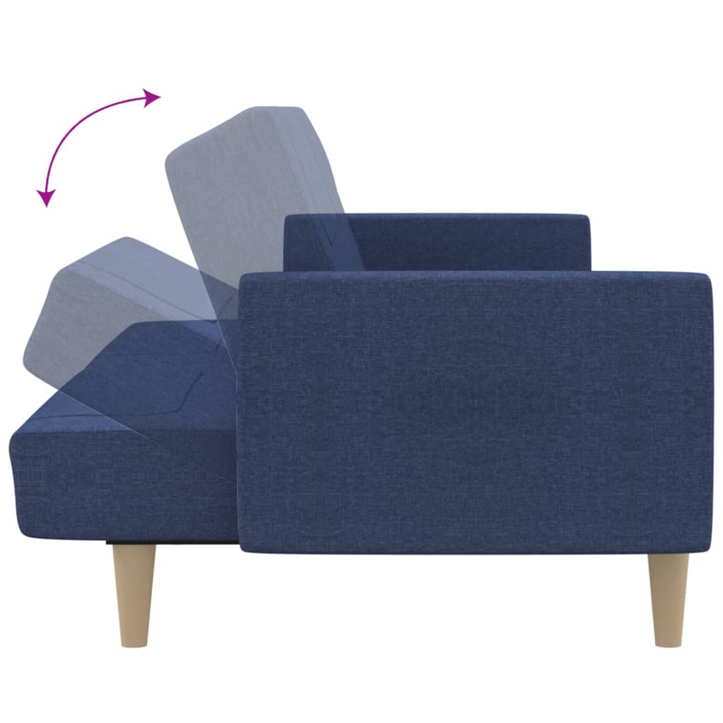 Sofá-cama de 2 lugares tecido azul