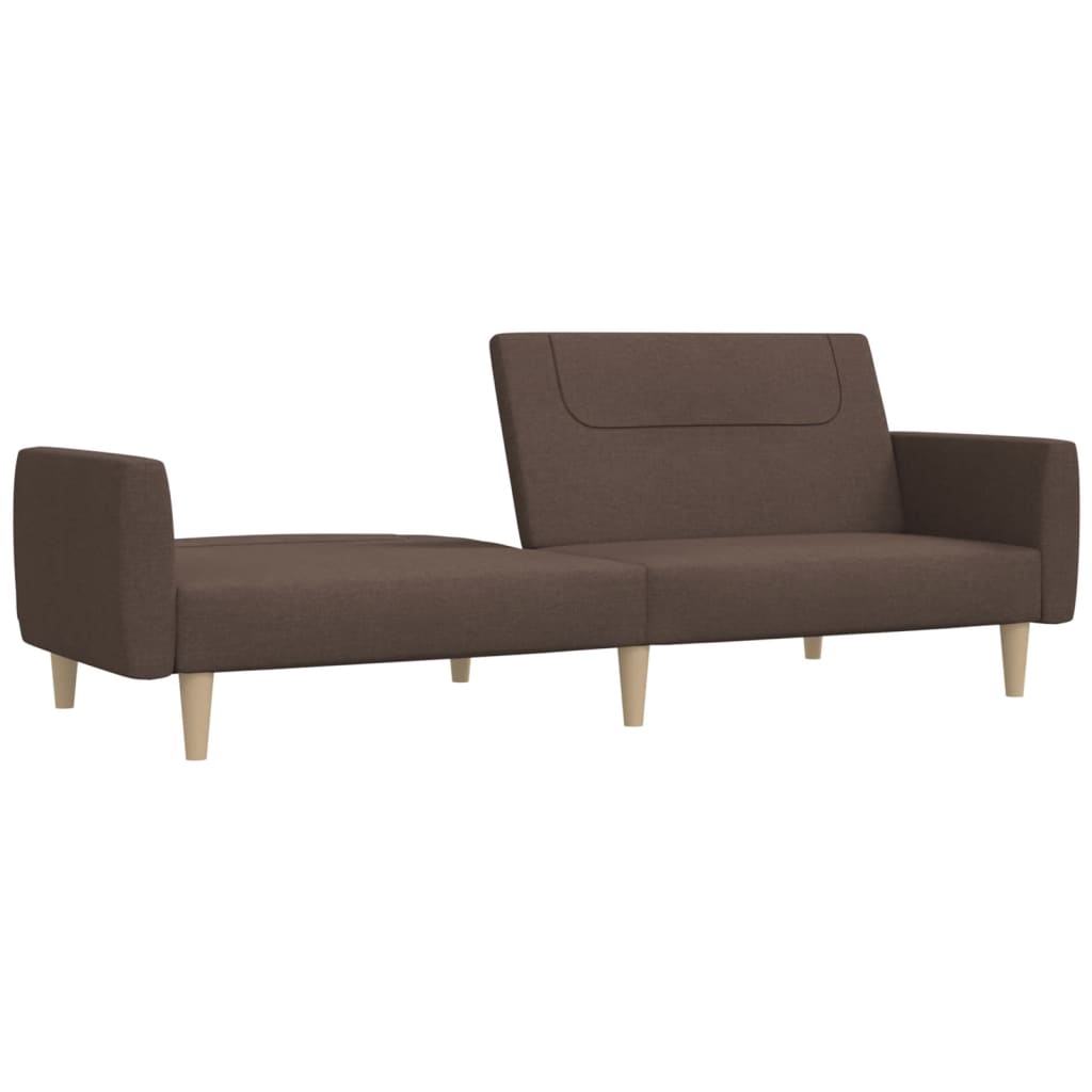 Sofá-cama de 2 lugares tecido cinzento-acastanhado
