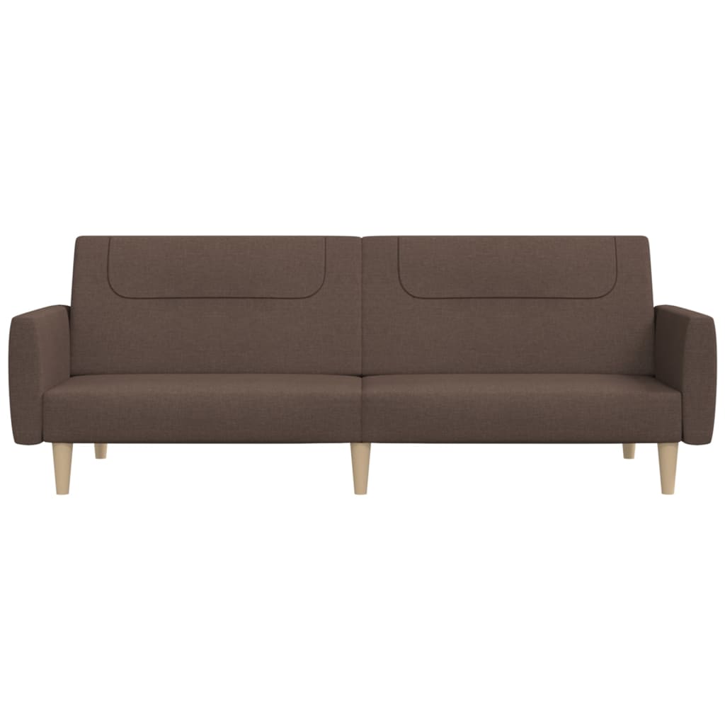 Sofá-cama de 2 lugares tecido cinzento-acastanhado