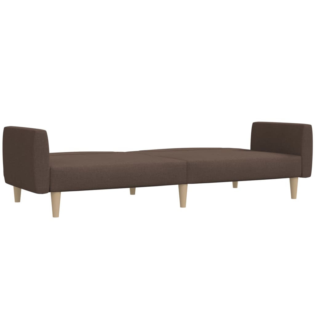 Sofá-cama de 2 lugares tecido cinzento-acastanhado