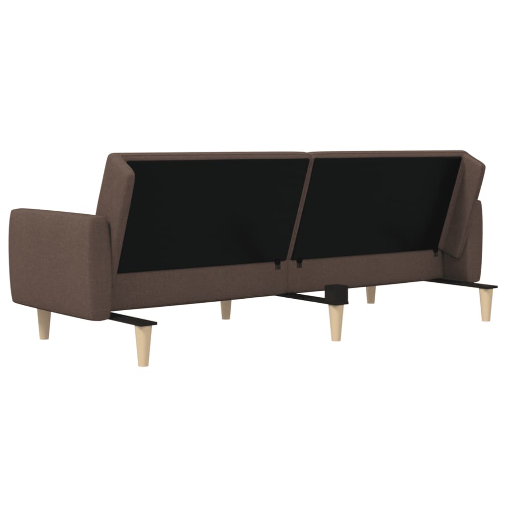 Sofá-cama de 2 lugares tecido cinzento-acastanhado