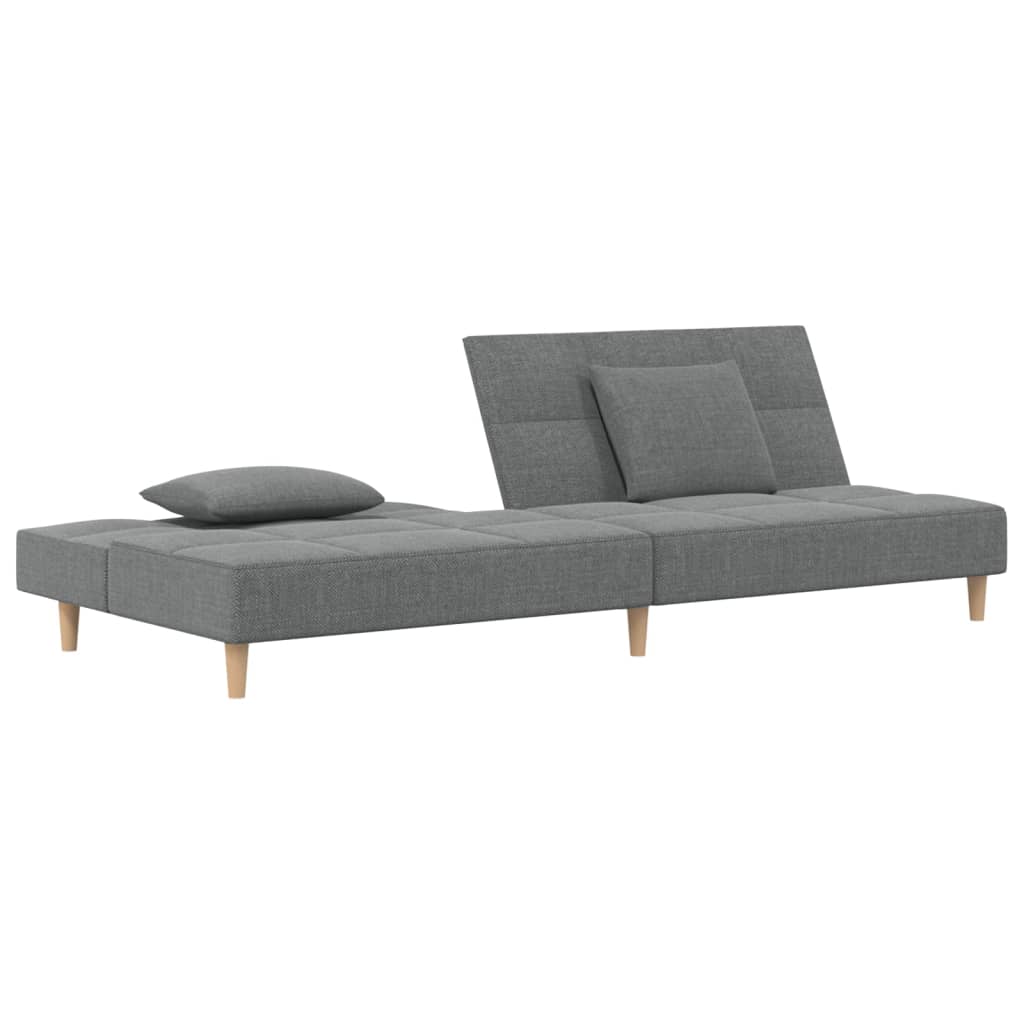 Sofá-cama 2 lugares com duas almofadas tecido cinzento-escuro