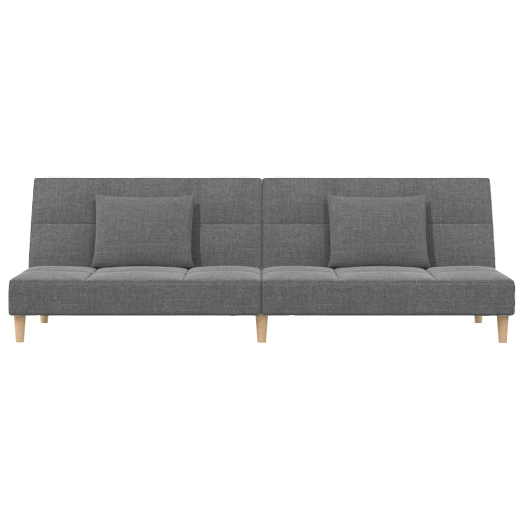 Sofá-cama 2 lugares com duas almofadas tecido cinzento-escuro