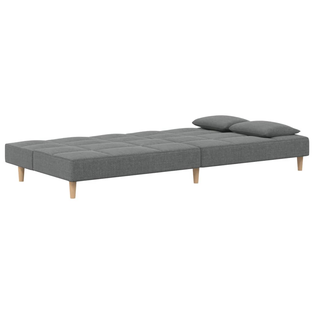 Sofá-cama 2 lugares com duas almofadas tecido cinzento-escuro