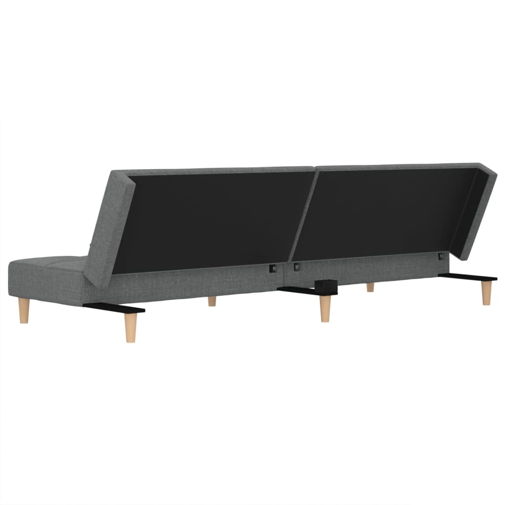 Sofá-cama 2 lugares com duas almofadas tecido cinzento-escuro