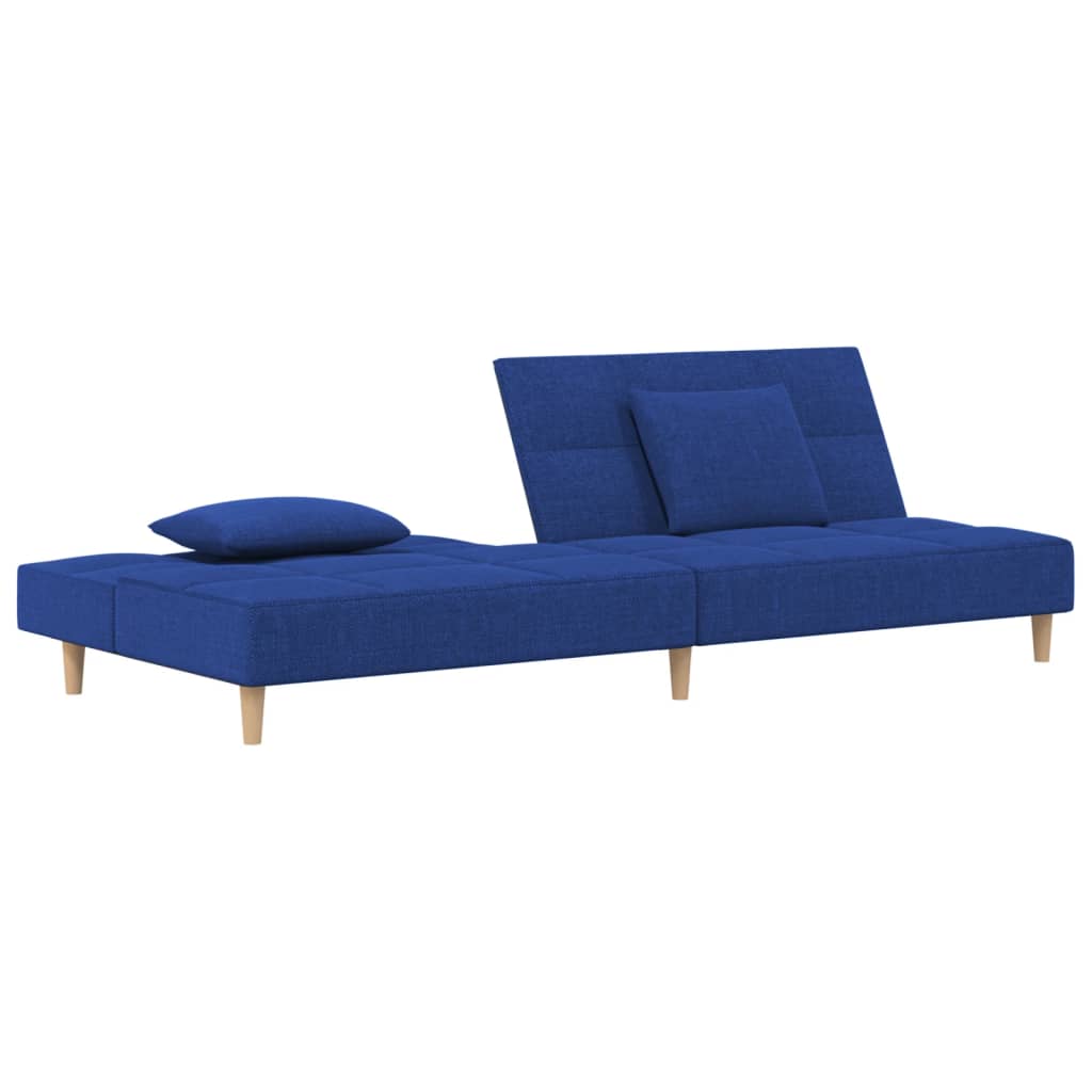 Sofá-cama 2 lugares com duas almofadas tecido azul