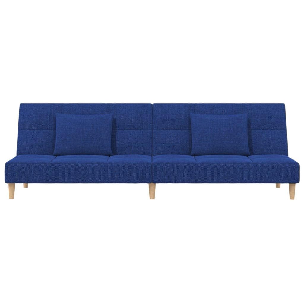 Sofá-cama 2 lugares com duas almofadas tecido azul
