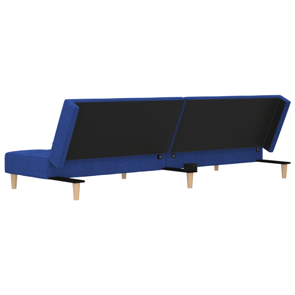 Sofá-cama 2 lugares com duas almofadas tecido azul