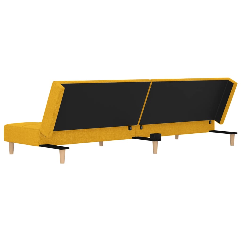 Sofá-cama 2 lugares com duas almofadas tecido amarelo