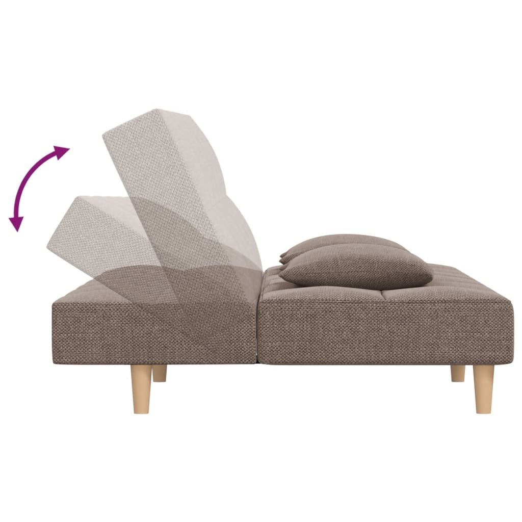 Sofá-cama 2 lugares c/ duas almofadas tecido cinza-acastanhado