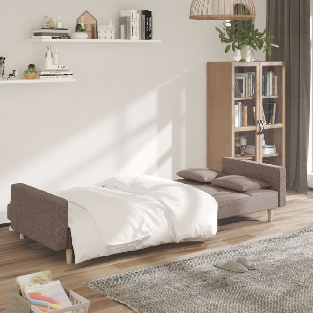 Sofá-cama 2 lugares c/ duas almofadas tecido cinza-acastanhado