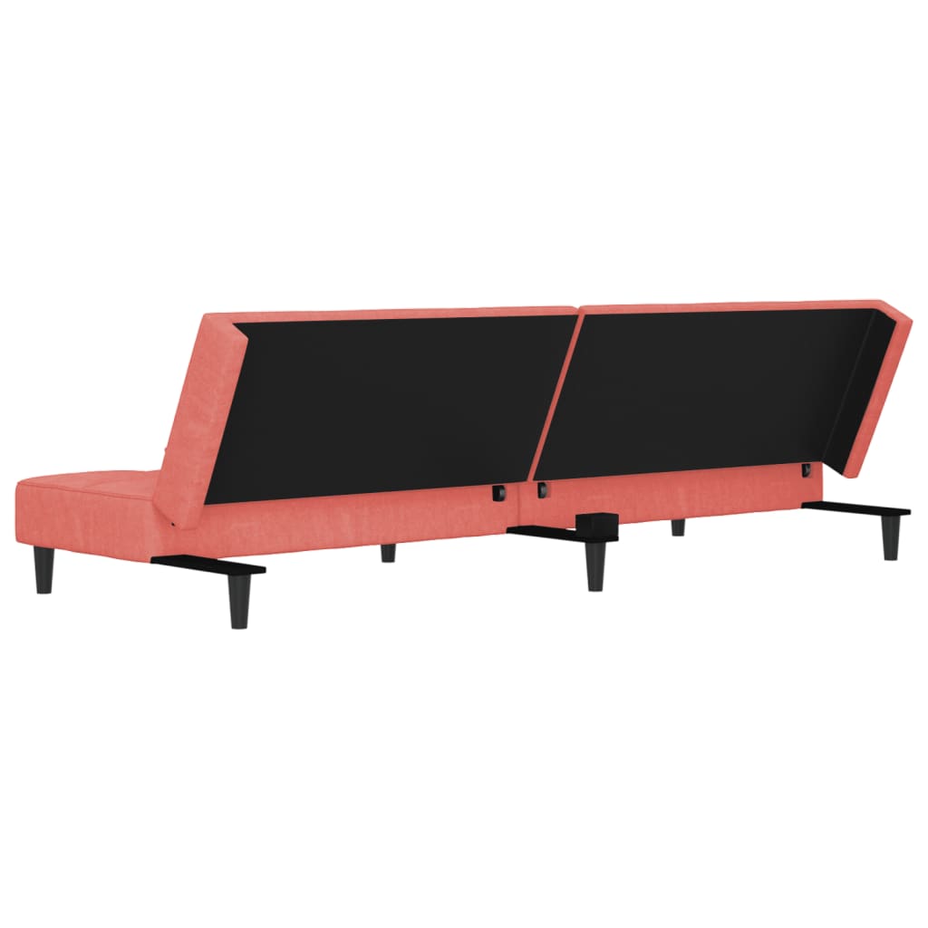 Sofá-cama 2 lugares com duas almofadas veludo rosa