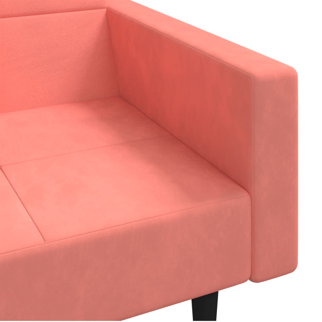 Sofá-cama 2 lugares com duas almofadas veludo rosa