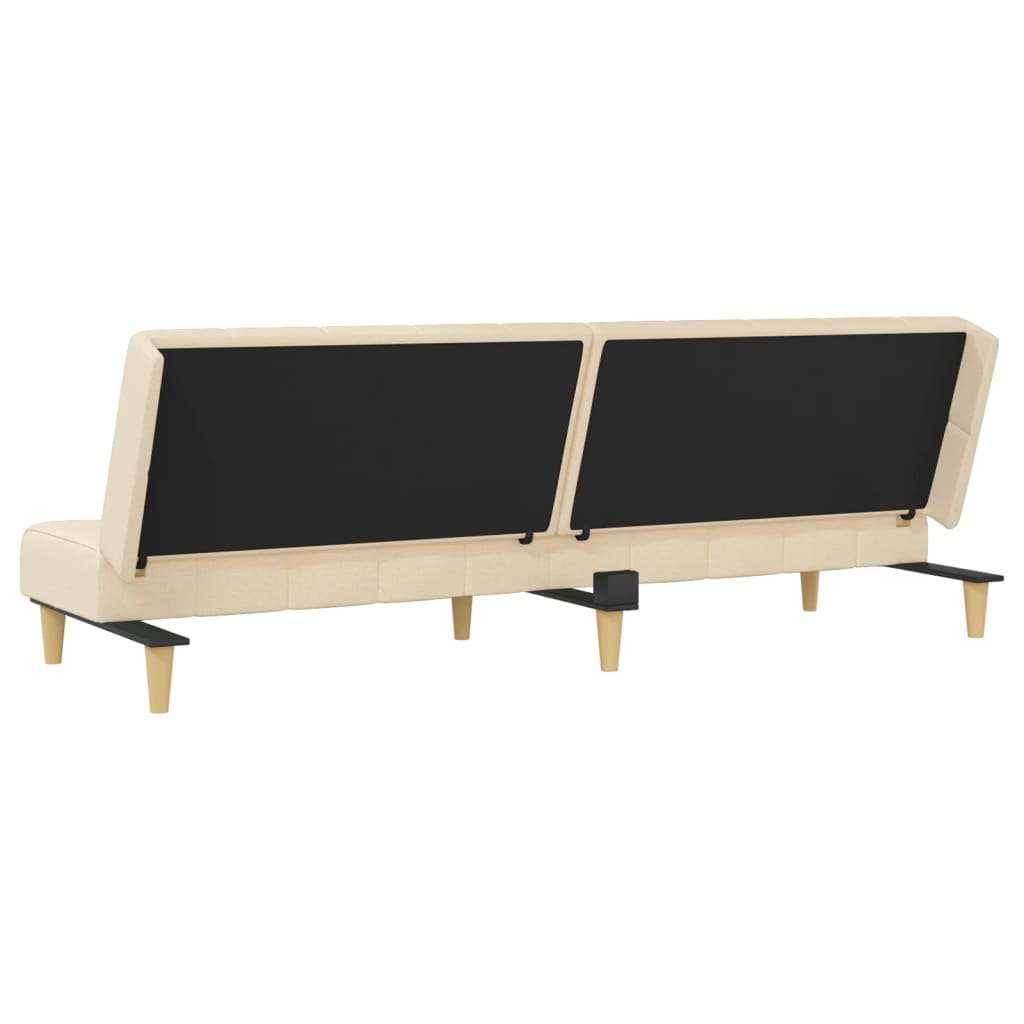 Sofá-cama de 2 lugares tecido cor creme