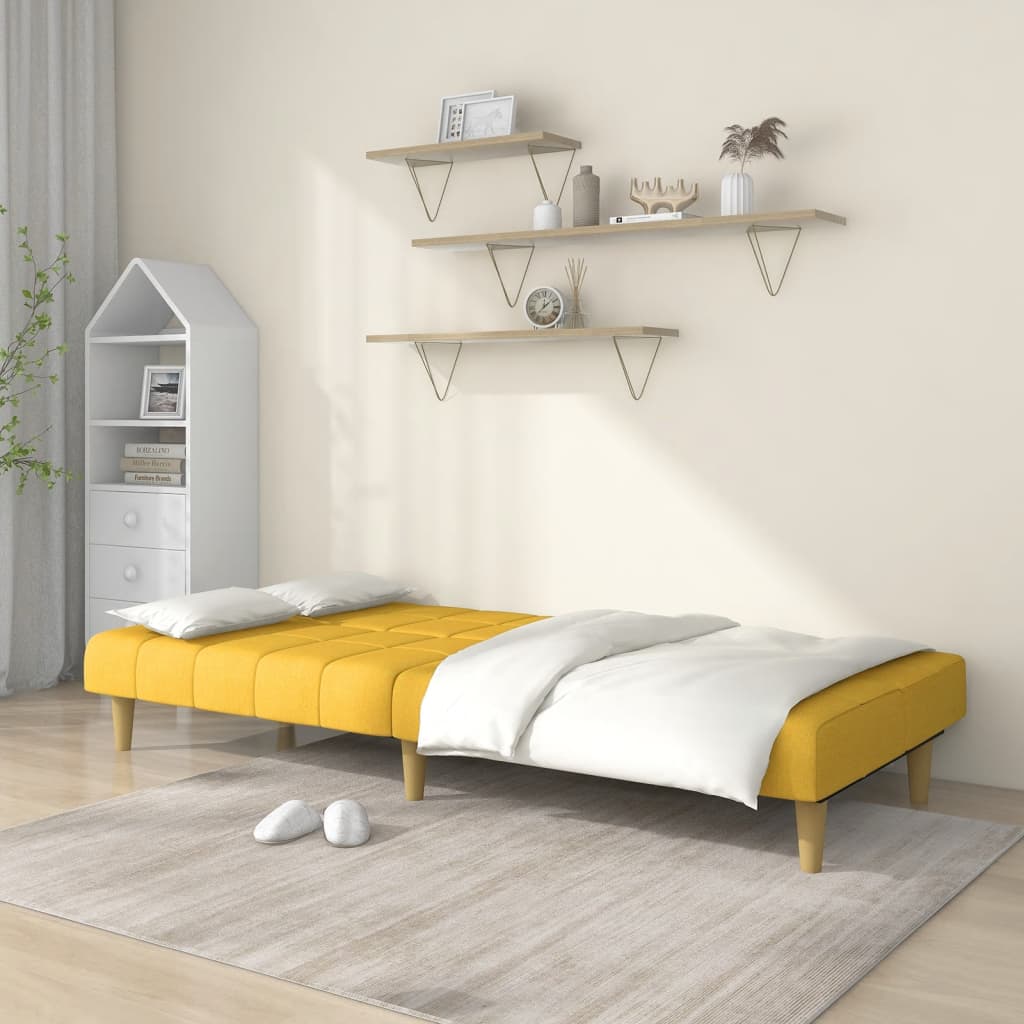 Sofá-cama de 2 lugares tecido amarelo