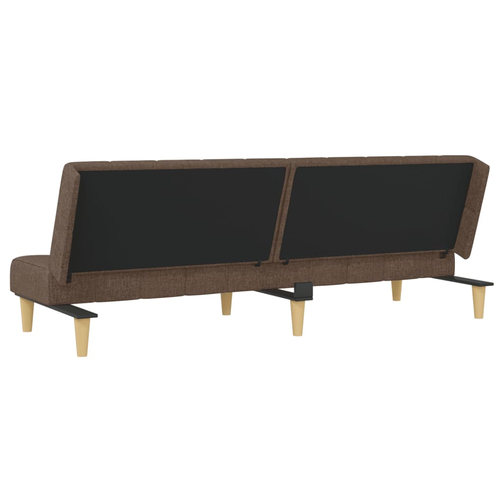 Sofá-cama de 2 lugares tecido cinzento-acastanhado