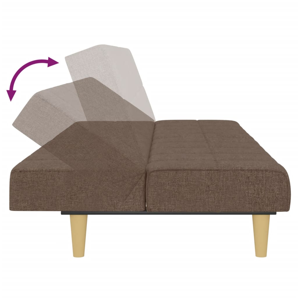Sofá-cama de 2 lugares tecido cinzento-acastanhado