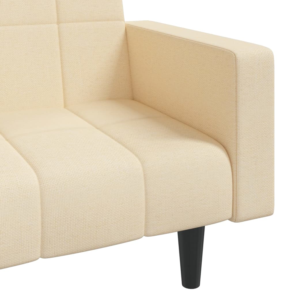 Sofá-cama 2 lugares com duas almofadas tecido cor creme