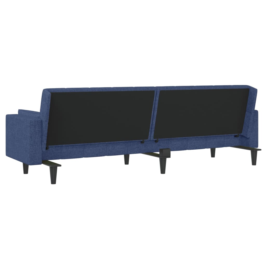 Sofá-cama 2 lugares com duas almofadas tecido azul