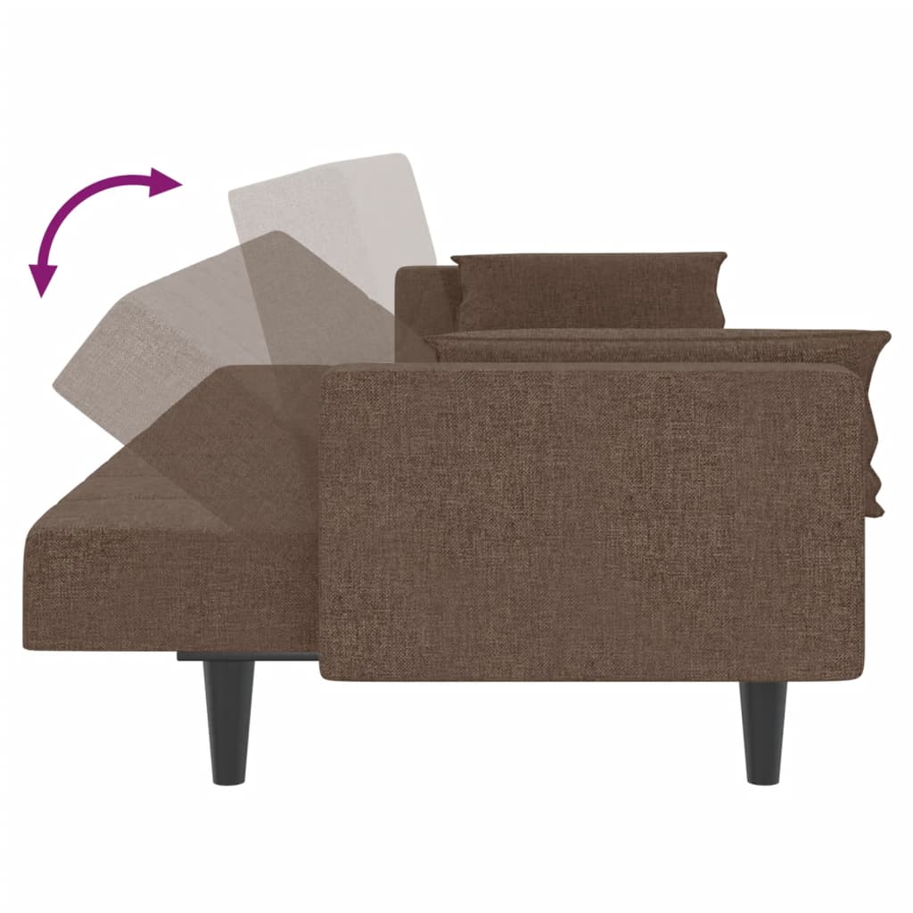 Sofá-cama 2 lugares c/ duas almofadas tecido cinza-acastanhado
