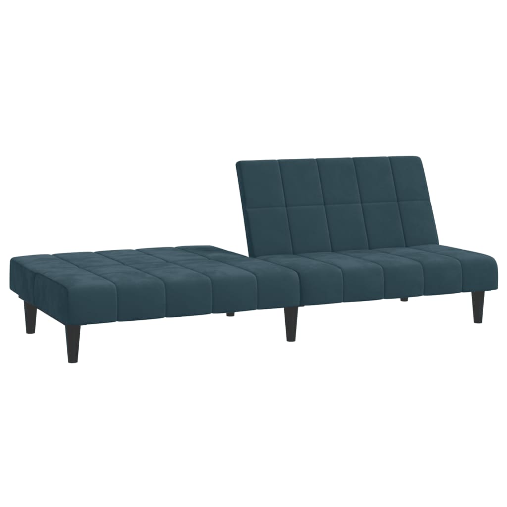 Sofá-cama de 2 lugares veludo azul