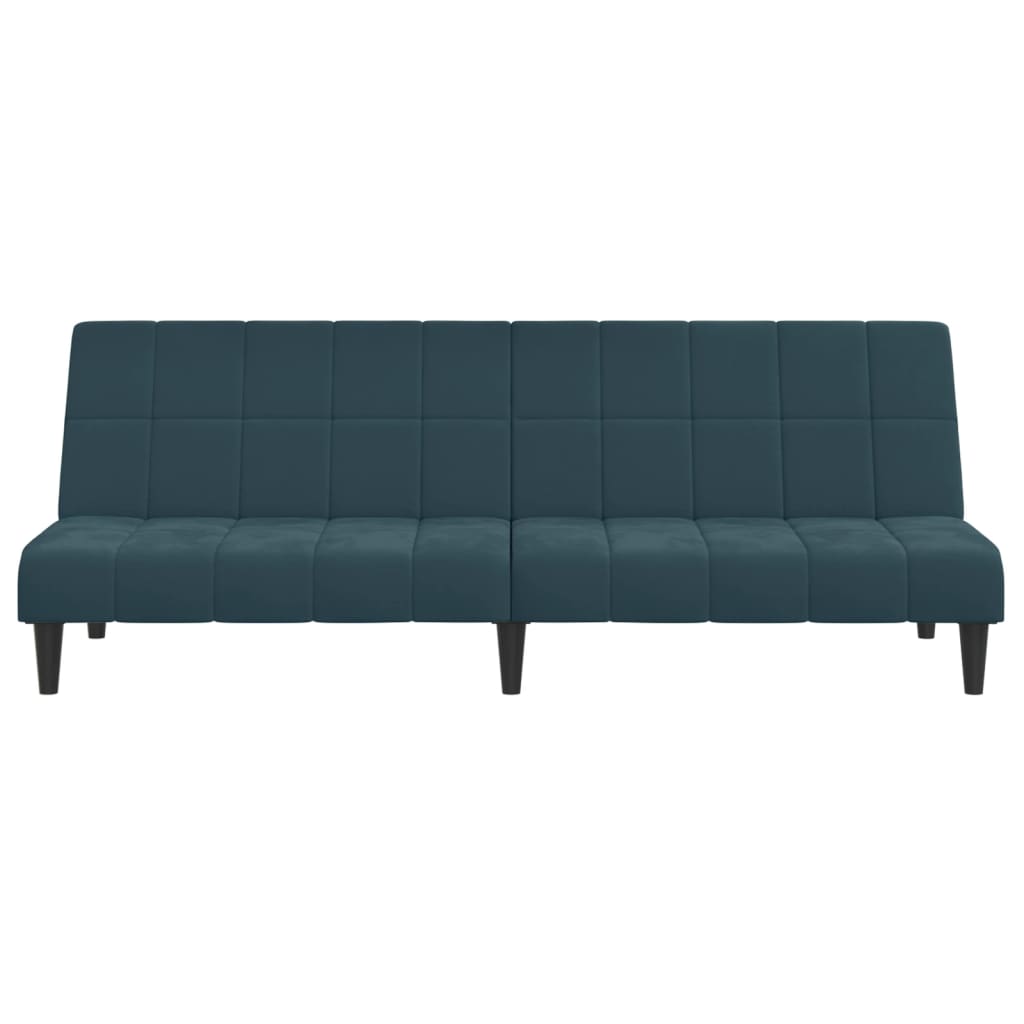 Sofá-cama de 2 lugares veludo azul