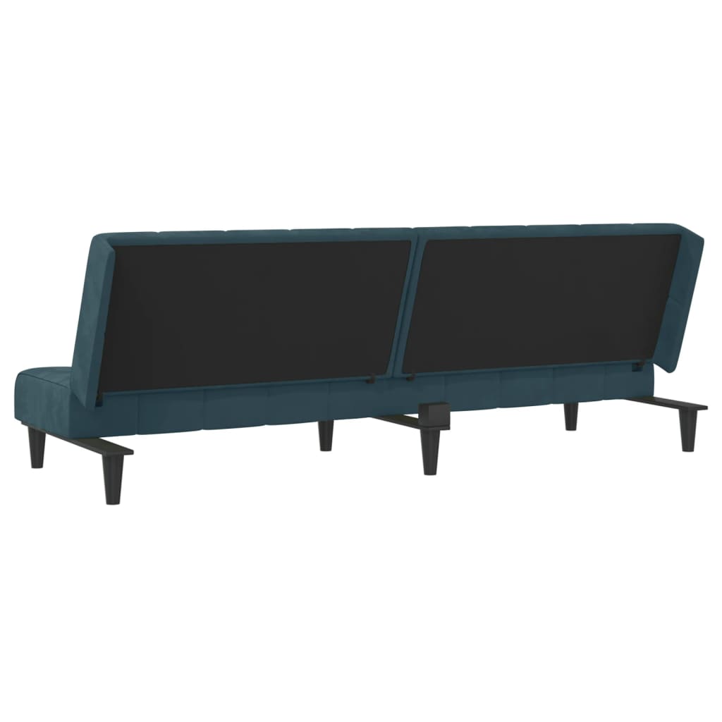 Sofá-cama de 2 lugares veludo azul