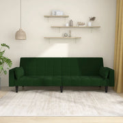 Sofá-cama 2 lugares com duas almofadas veludo verde-escuro