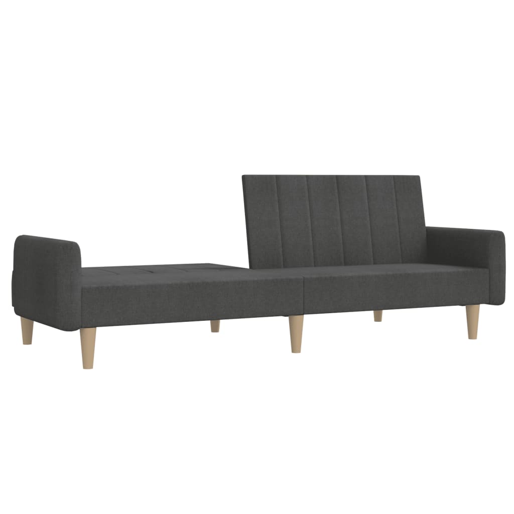 Sofá-cama de 2 lugares tecido cinzento-escuro