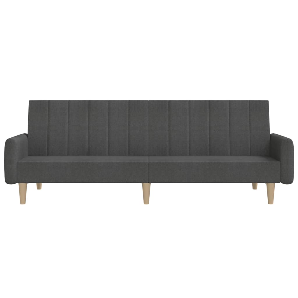 Sofá-cama de 2 lugares tecido cinzento-escuro