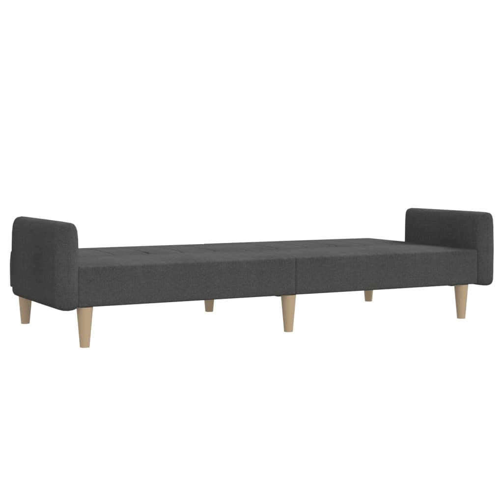 Sofá-cama de 2 lugares tecido cinzento-escuro