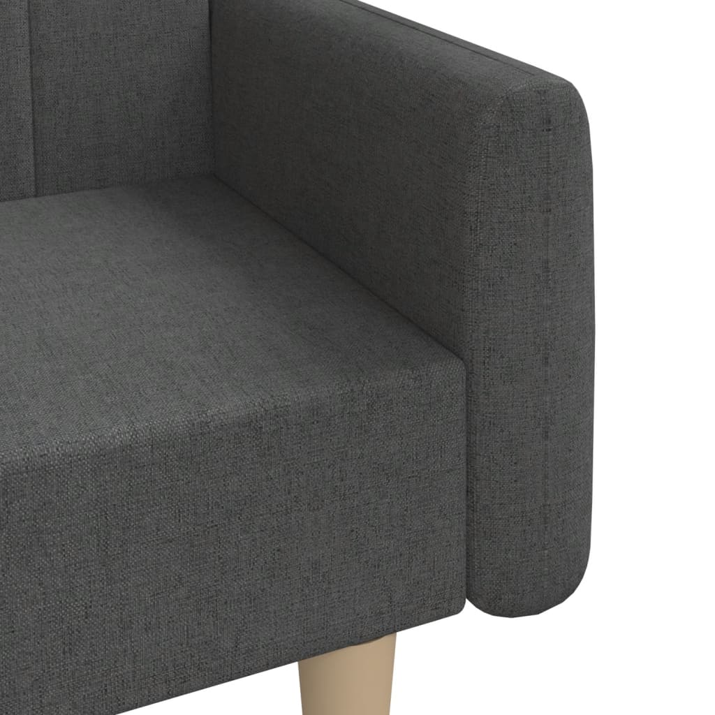 Sofá-cama de 2 lugares tecido cinzento-escuro