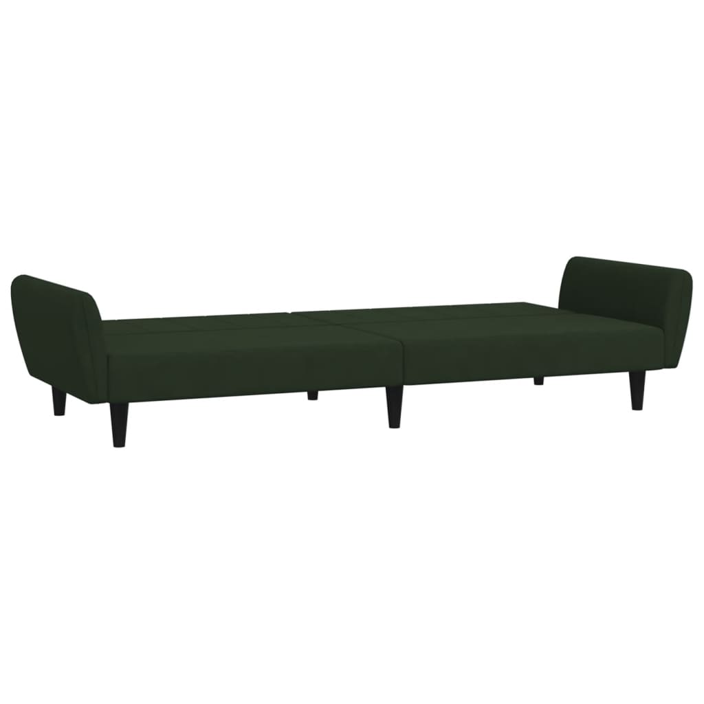 Sofá-cama de 2 lugares veludo verde-escuro