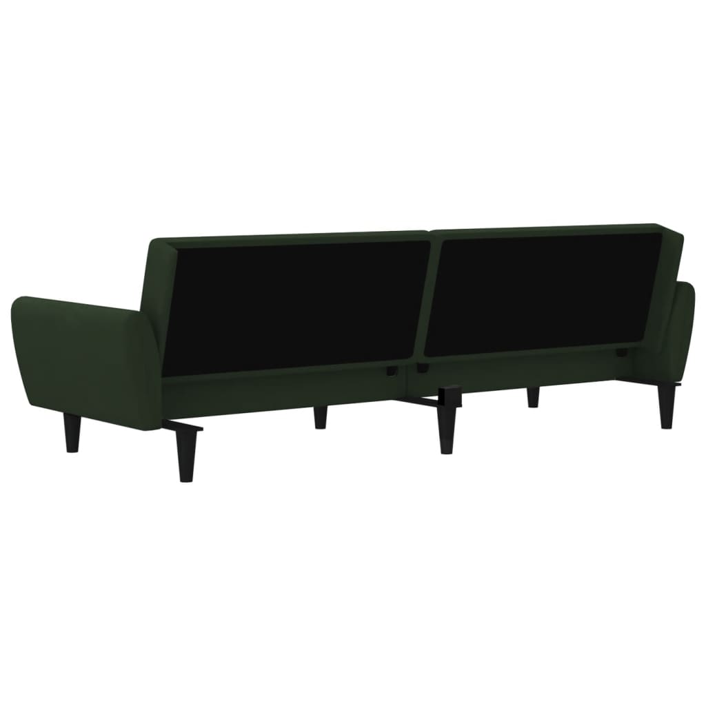 Sofá-cama de 2 lugares veludo verde-escuro