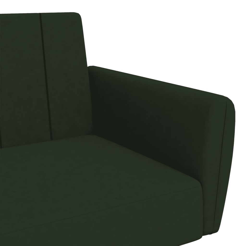 Sofá-cama de 2 lugares veludo verde-escuro