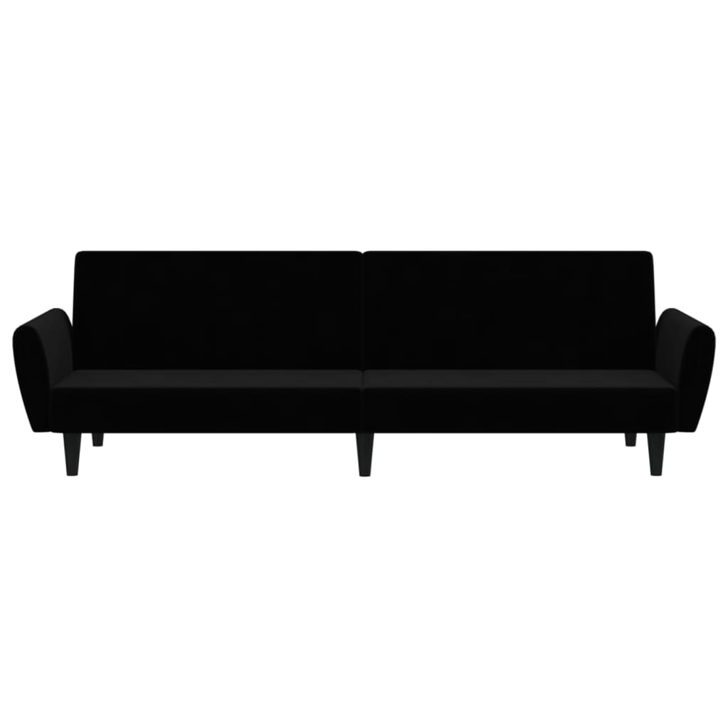 Sofá-cama de 2 lugares veludo preto