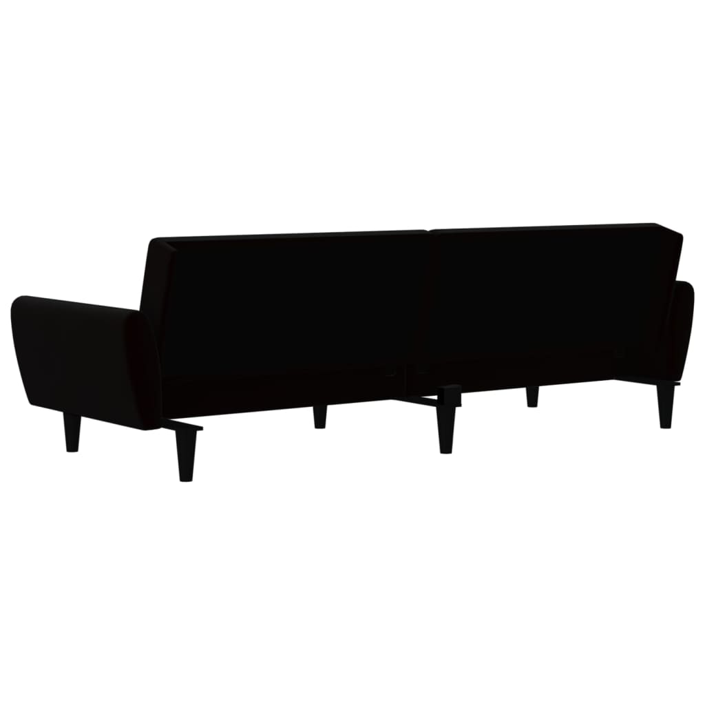 Sofá-cama de 2 lugares veludo preto